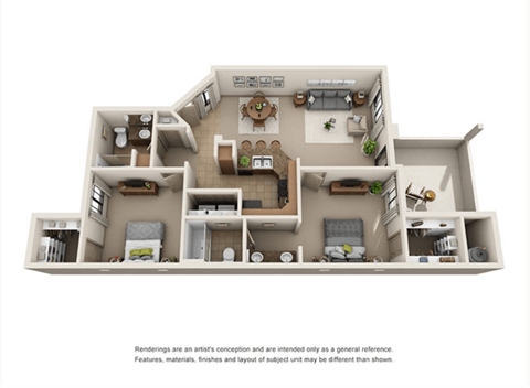 2 bed 2 bath 1061 sqft